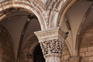 View of the ancient buildings in the famous landmark, Dubrovnik old town, Croatia, Adriatic coast