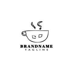 cup cartoon logo design template icon black isolated vector illustration