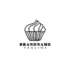 cupcake logo cartoon icon design template black isolated cute illustration