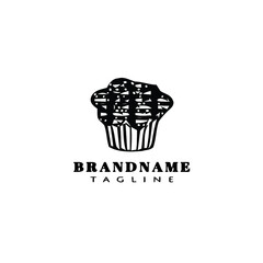 cupcake logo cartoon icon design flat black isolated vector illustration
