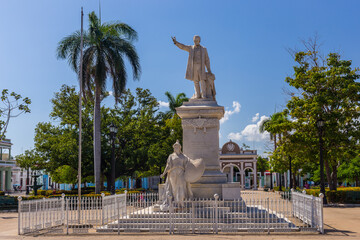 Cienfuegos Jose Marti central park with palms and historical buildings, Cienfuegos Province, Cuba