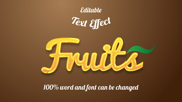 fruits editable text style effect with word and font can be changed