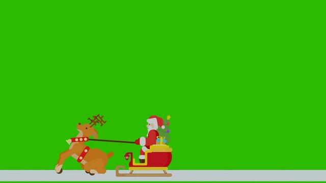santa claus on a sleigh with a reindeer rides new