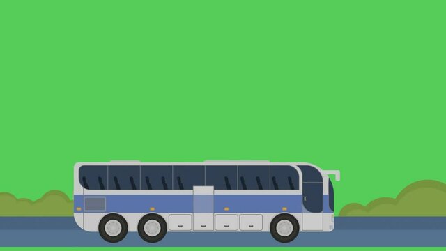 big tourist bus rides on road trip video animation
