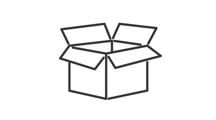 Box Icon. Vector isolated black and white illustration of a box