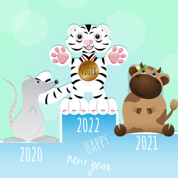chineese new year simbol tiger bool rat animals 2022