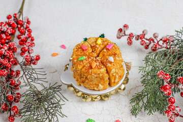 Delicious christmas dessert slices decorated with sprinkles.