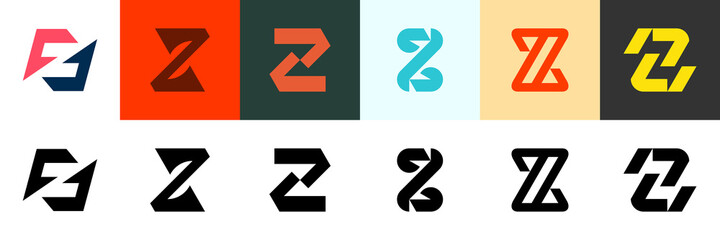 Fototapeta premium Abstract logos collection with letter Z. Geometric abstract logos. Icon design 