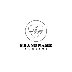 heart rate logo cartoon icon black isolated vector illustration