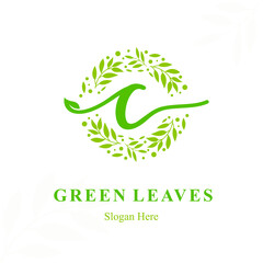 Creative Modern Initial c Letter with Circle Leaves Frame for Eco Friendly Fashion, Beauty Cosmetic, Make up, Soap, Environment Consultant Service Business Logo Vector Idea Design