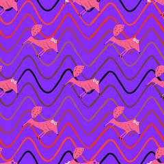 Seamless pattern with funny foxes 