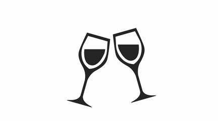 Toast Glasses Icon. Vector simple editable illustration of glasses toast