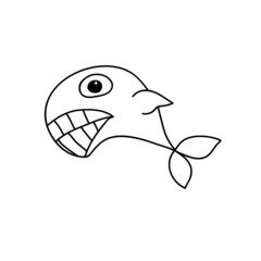 Single hand drawn shark. Vector illustration in doodle style.