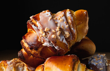 Fresh traditional polish pastry with poppy-seed filling and nuts. St. Martin's croissant or Rogal...
