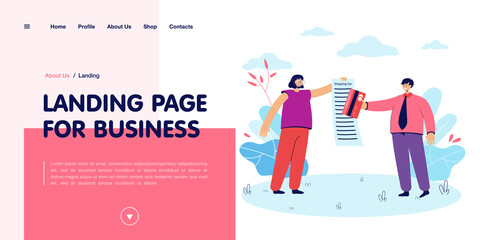 Man and woman going shopping vector illustration. Female character holding shopping list, male giving credit card to her. Shopping, sale concept for banner, website design or landing web page