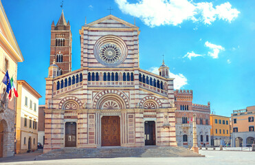 Grosseto Duomo Cathedral in southen Tuscany. Grosseto, Maremma, Italy - obrazy, fototapety, plakaty