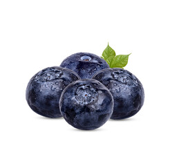Fresh blueberry with drops isolated on white background