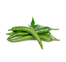 Fresh chilli with leaves isolated on whitte background