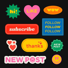 Cool Trendy Retro Stickers for Social Network.