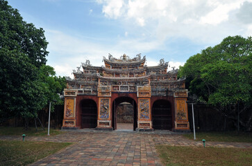 Colorful imperial city gate. This is lead into the forbidden city where the feudal king work...