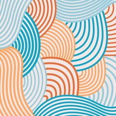 Vector geometric pattern with lines for background. Smooth lines in orange and blue tones on a light background. Size 5000 * 5000 