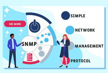 SNMP - Simple Network Management Protocol acronym. business concept background.  vector illustration concept with keywords and icons. lettering illustration with icons for web banner, flyer, landing p