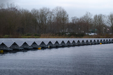 solarpanels on a lake in The Netherlands