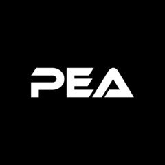 PEA letter logo design with black background in illustrator, vector logo modern alphabet font overlap style. calligraphy designs for logo, Poster, Invitation, etc.	