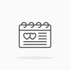 Wedding day icon. Editable Stroke and pixel perfect. Outline style. Vector illustration. Enjoy this icon for your project.