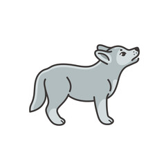 Cute wolf - cartoon animal character. Vector illustration in flat style isolated on white background.