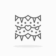 Garland Wedding Love icon. Editable Stroke and pixel perfect. Outline style. Vector illustration. Enjoy this icon for your project.