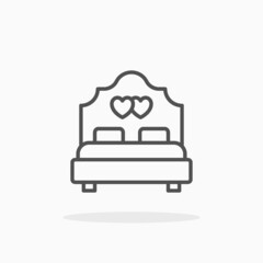 Wedding double bed icon. Editable Stroke and pixel perfect. Outline style. Vector illustration. Enjoy this icon for your project.