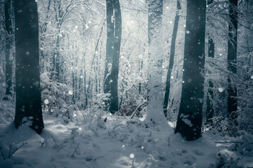 cold winter woods landscape