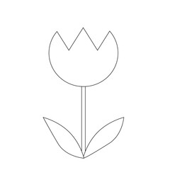 チューリップのアイコン。塗り絵ができるイラスト。