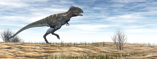 Nanotyrannus dinosaur in the desert - 3D render