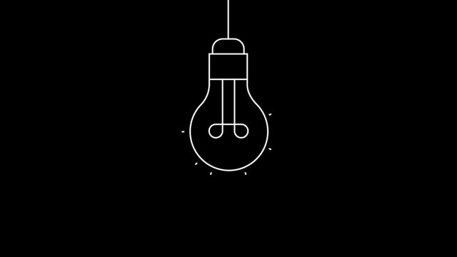 Animation of an emerging and disappearing glowing hanging light bulb