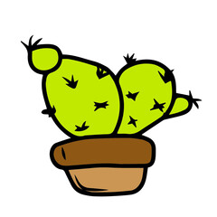 Vector children's design for backgrounds and fabrics, postcards.Cactus in a pot