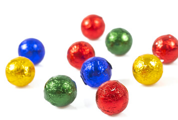 chocolate candies wrapped in colorfull shining paper