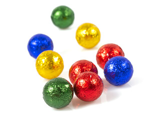 chocolate candies wrapped in colorfull shining paper