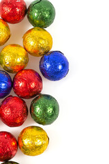 chocolate candies wrapped in colorfull shining paper
