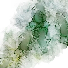 Abstract green yellow liquid fluid art alcohol inks splash background 