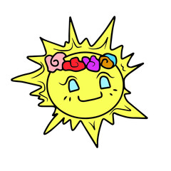 Vector children's design for backgrounds and fabrics, postcards, stickers. Sun
