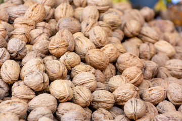 Close Up of a Group of Nuts at the Italian Market