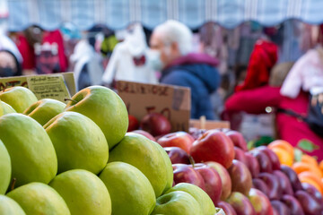 Close Up of a Group of Fresh Apples at the Italian Market