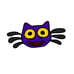 Vector children's design for backgrounds and fabrics, postcards.Funny Halloween party,pumpkin, ghost,skull,broom,bat