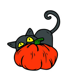 Vector children's design for backgrounds and fabrics, postcards.Funny Halloween party,pumpkin, ghost,skull,broom,bat