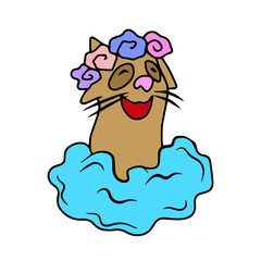 Vector children's design for fans and fabrics, postcards.Funny cat and different emotions