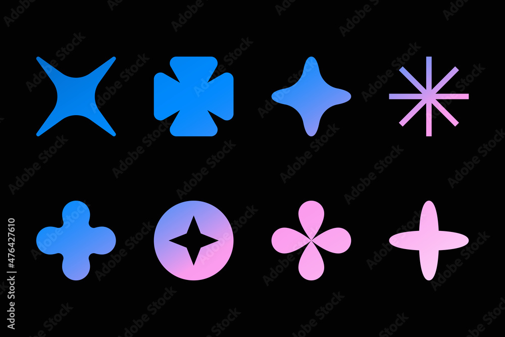 Fototapete Vector set of design elements, patches and stickers with copy space for text - abstract background elements for branding, packaging, prints and social media posts..