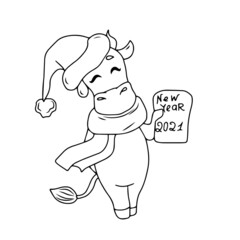 
Vector children's design for backgrounds and fabrics, postcards, stickers. Funny bull holiday New year,Christmas