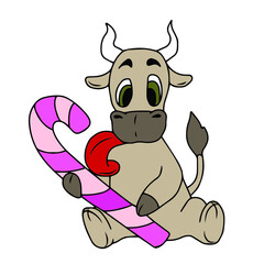 
Vector children's design for backgrounds and fabrics, postcards, stickers. Funny bull holiday New year,Christmas